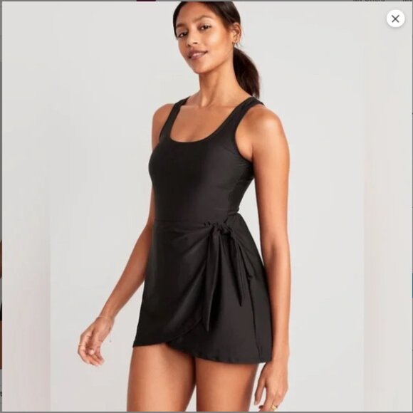 Old Navy Other - NWT! Black Wrap-Front Swimsuit Dress for Women Black Swim One Piece Skirt Small